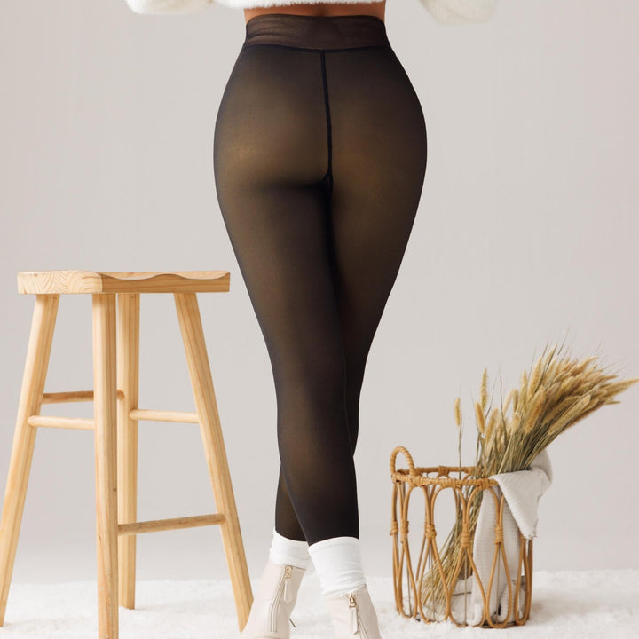 Fleece-Lined Sheer Effect Thermal Tights