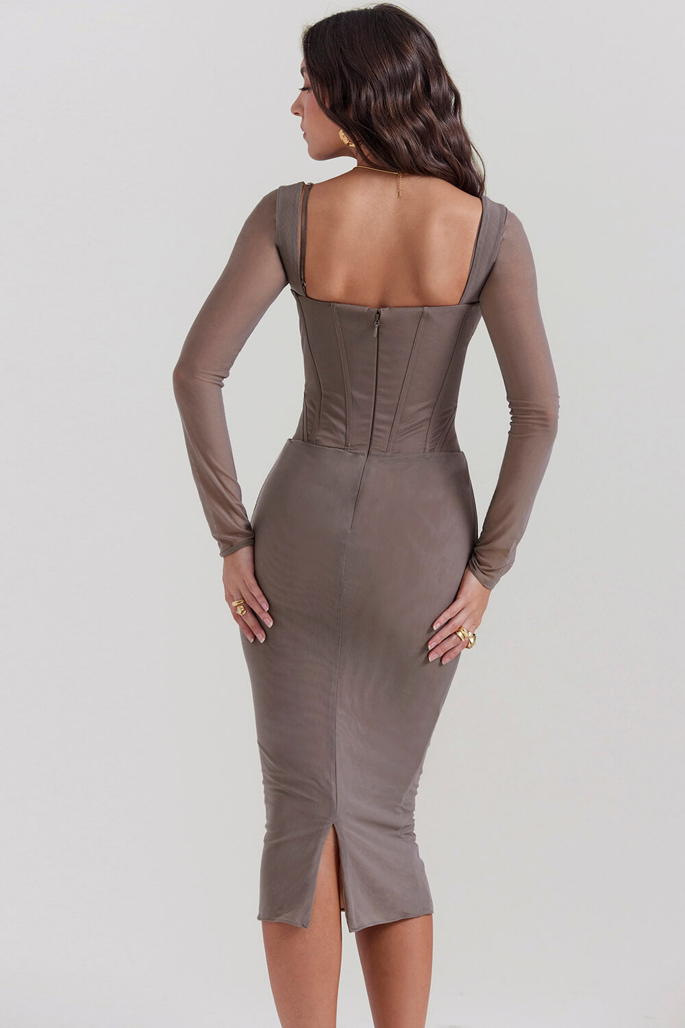 Grey corset midi dress