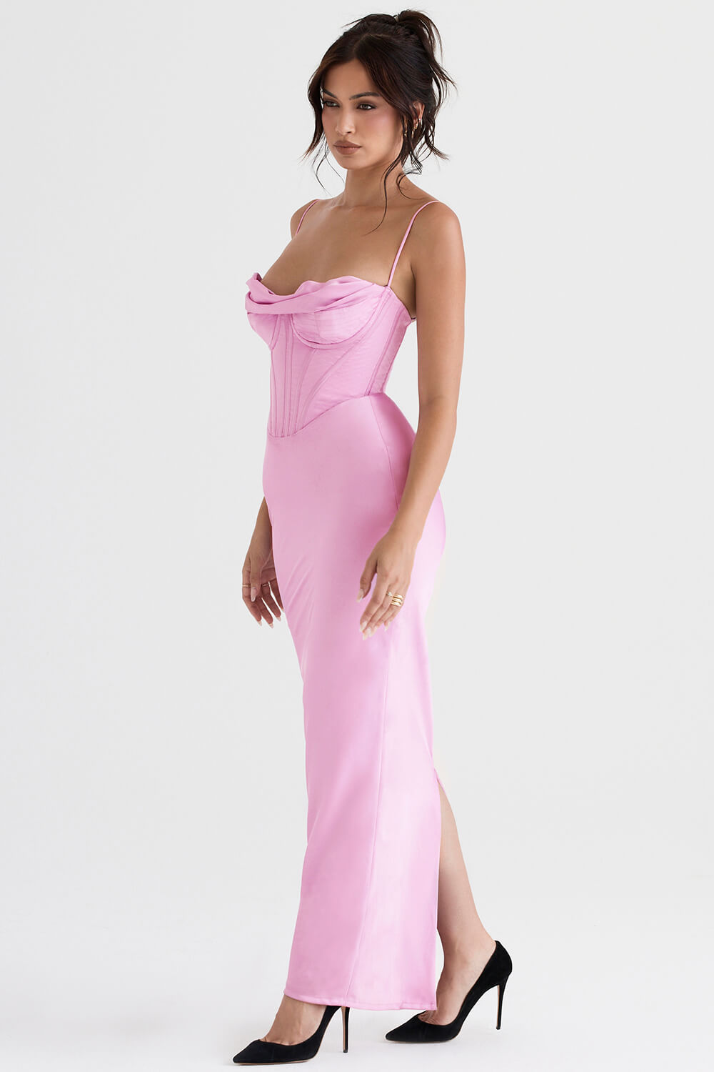 Pink corset maxi dress