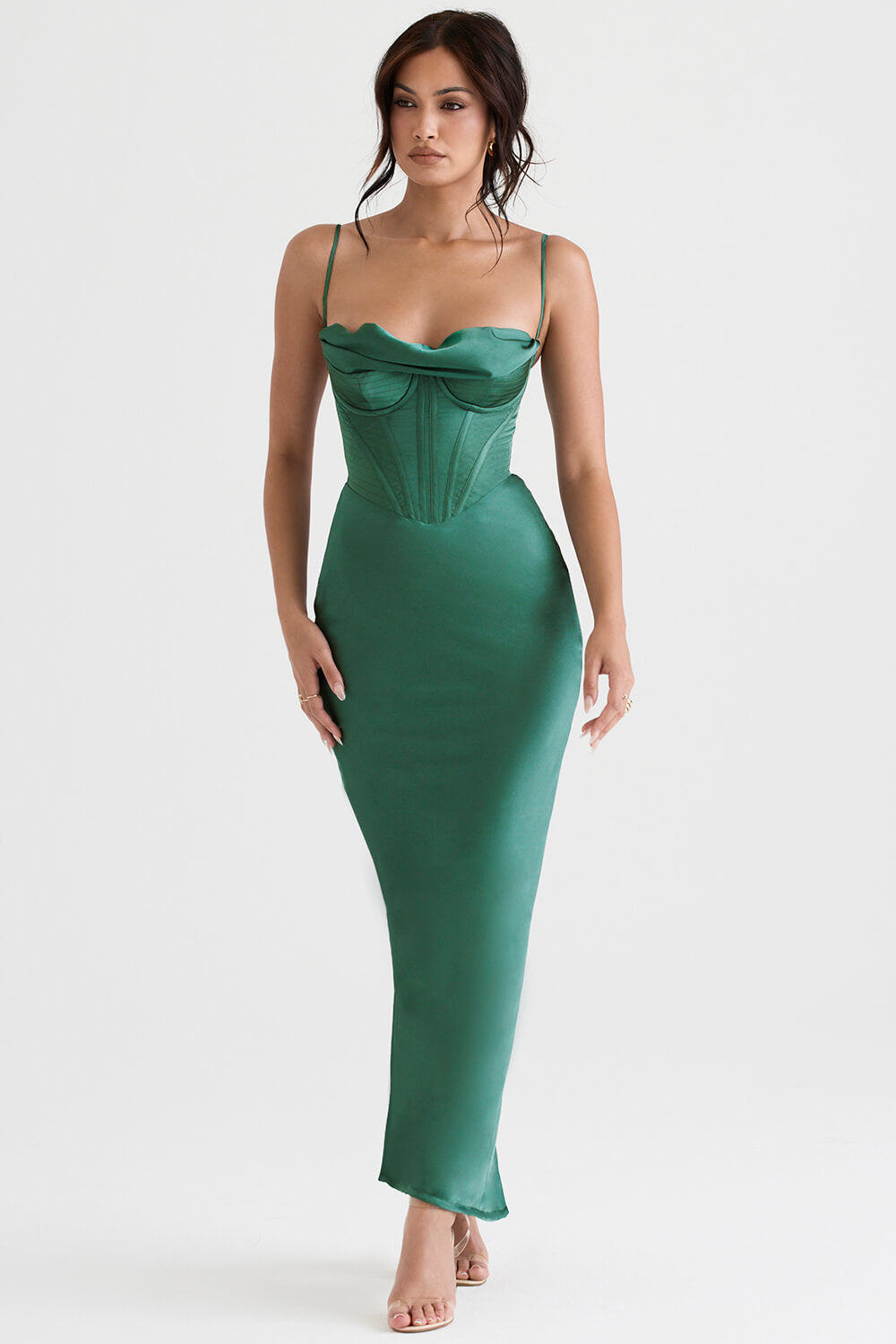 Emerald corset maxi dress