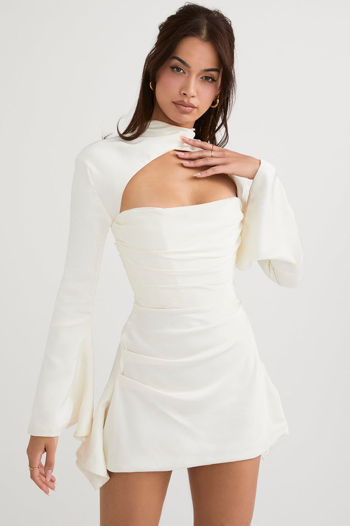 White draped corset dress