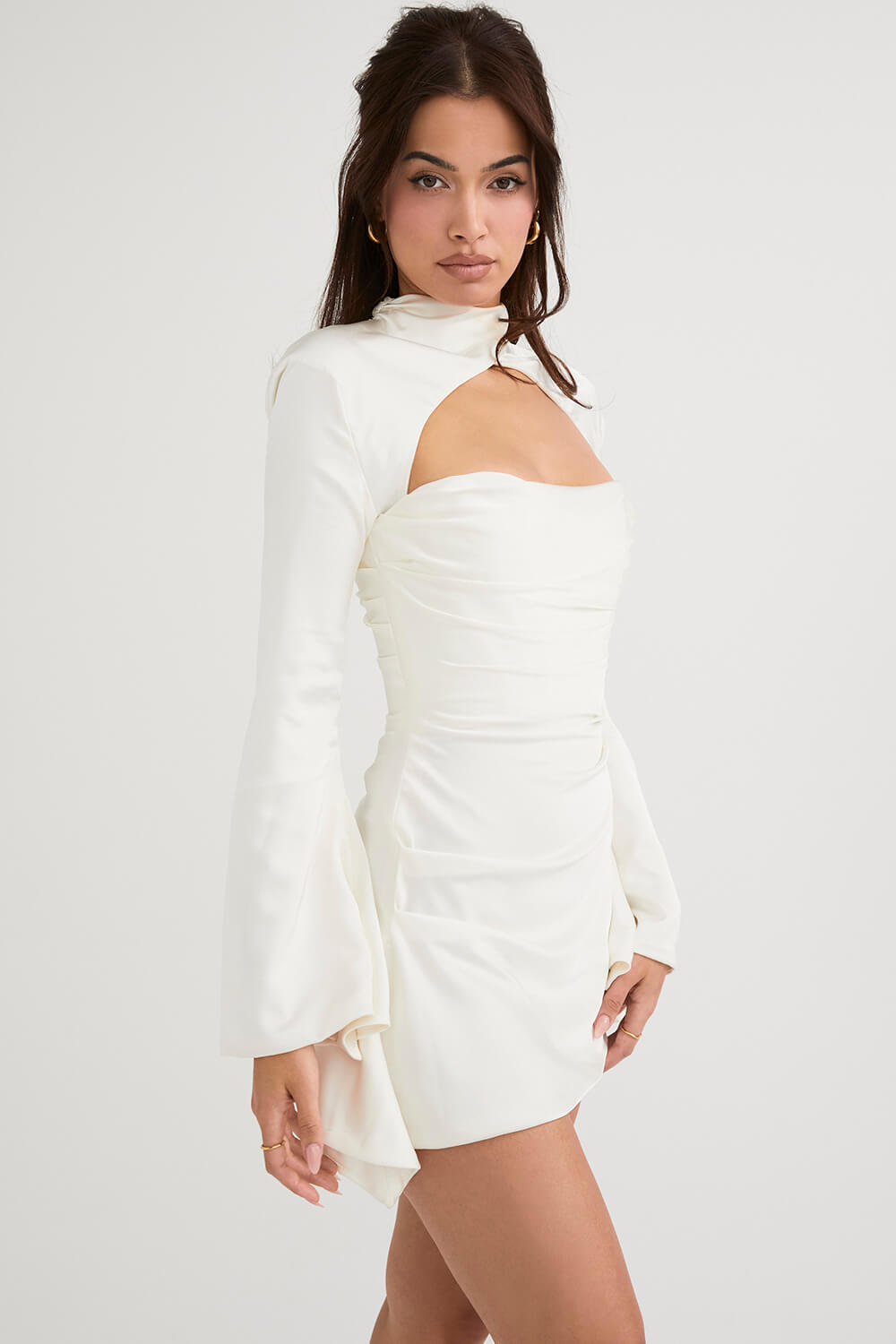 White draped corset dress