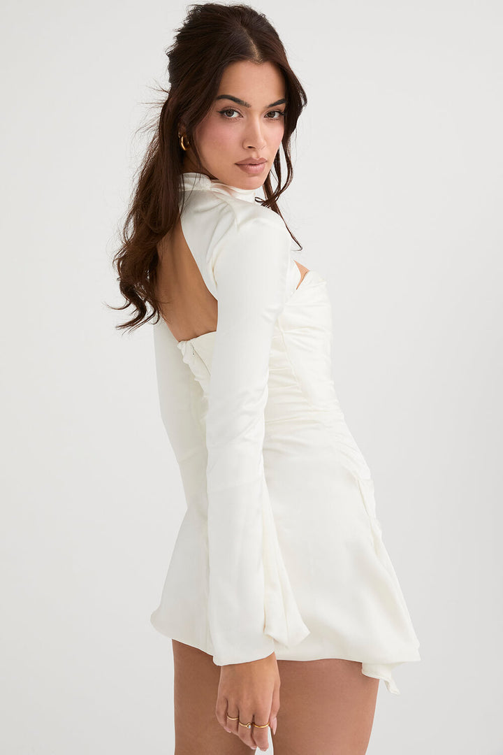 White draped corset dress