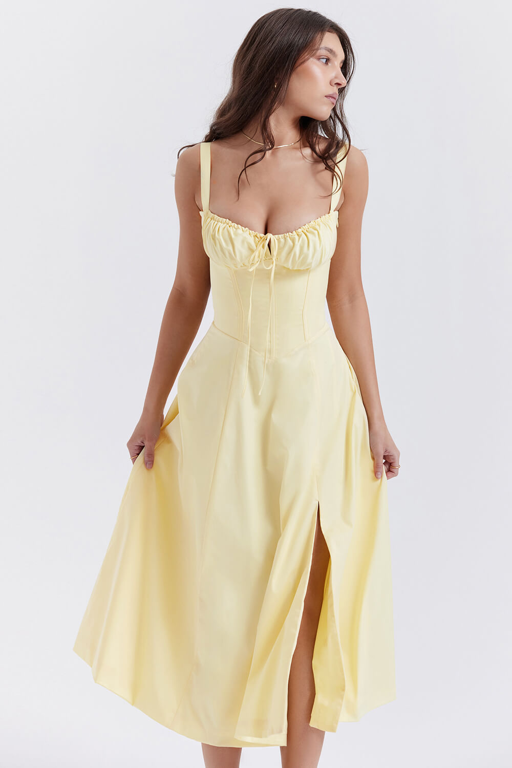 Yellow bustier dress