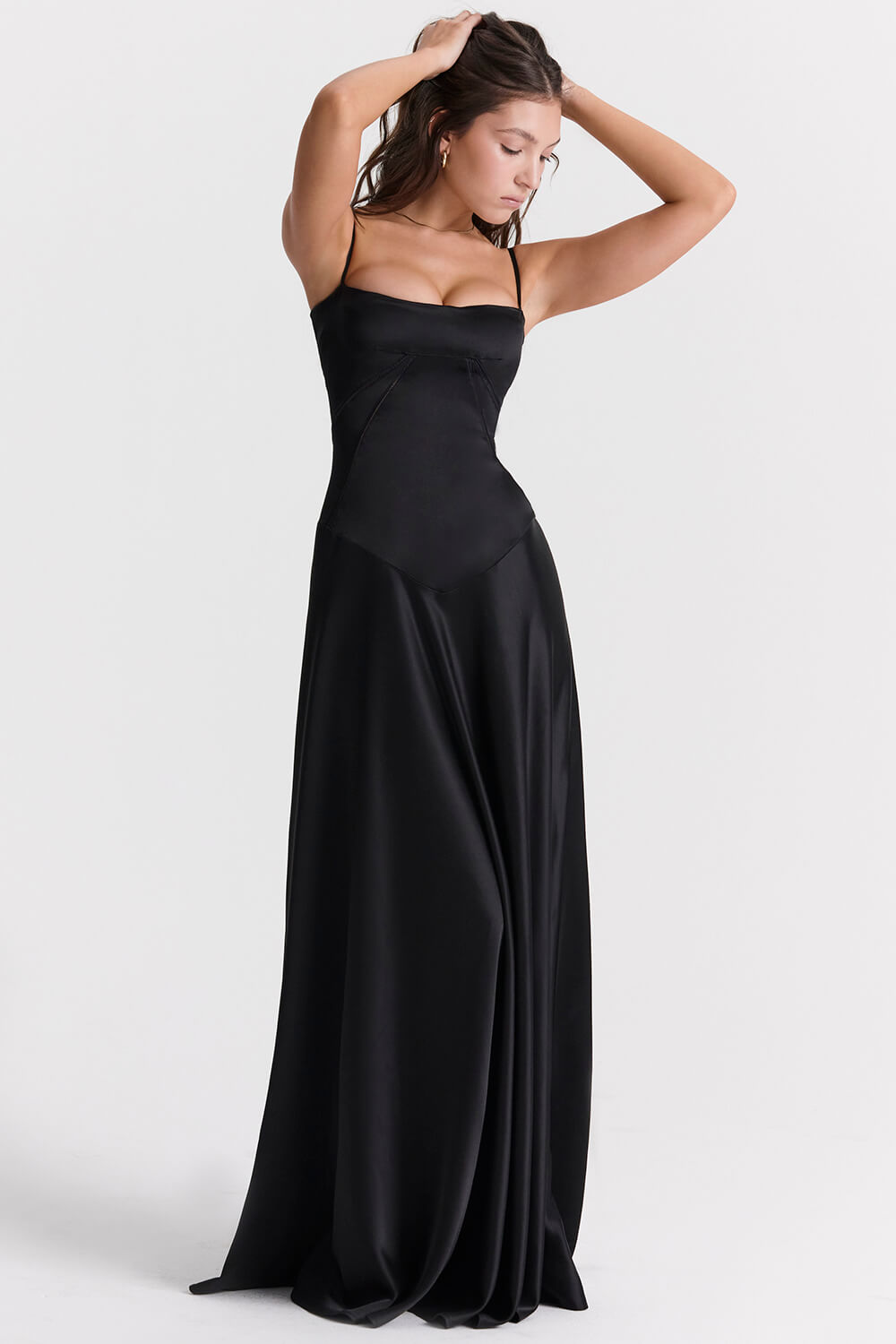 Black lace back maxi dress