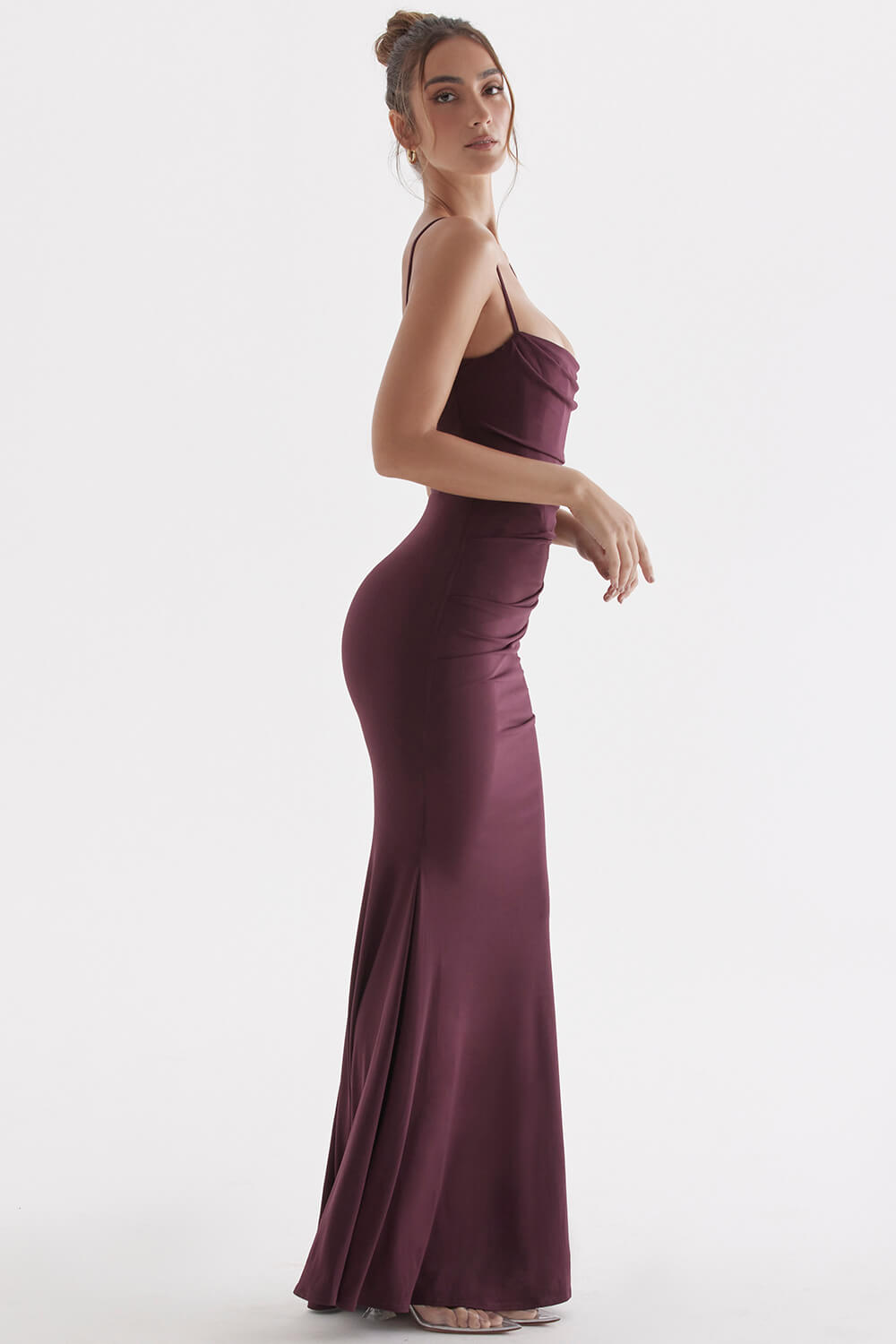 Dark cherry corset maxi dress