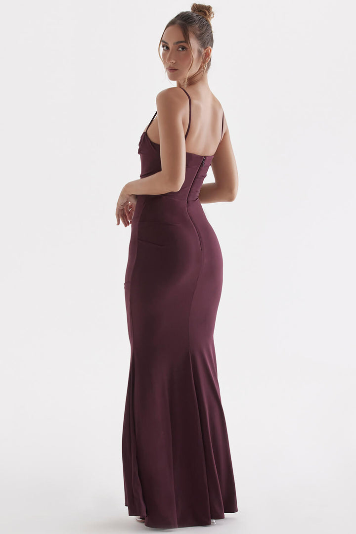 Dark cherry corset maxi dress