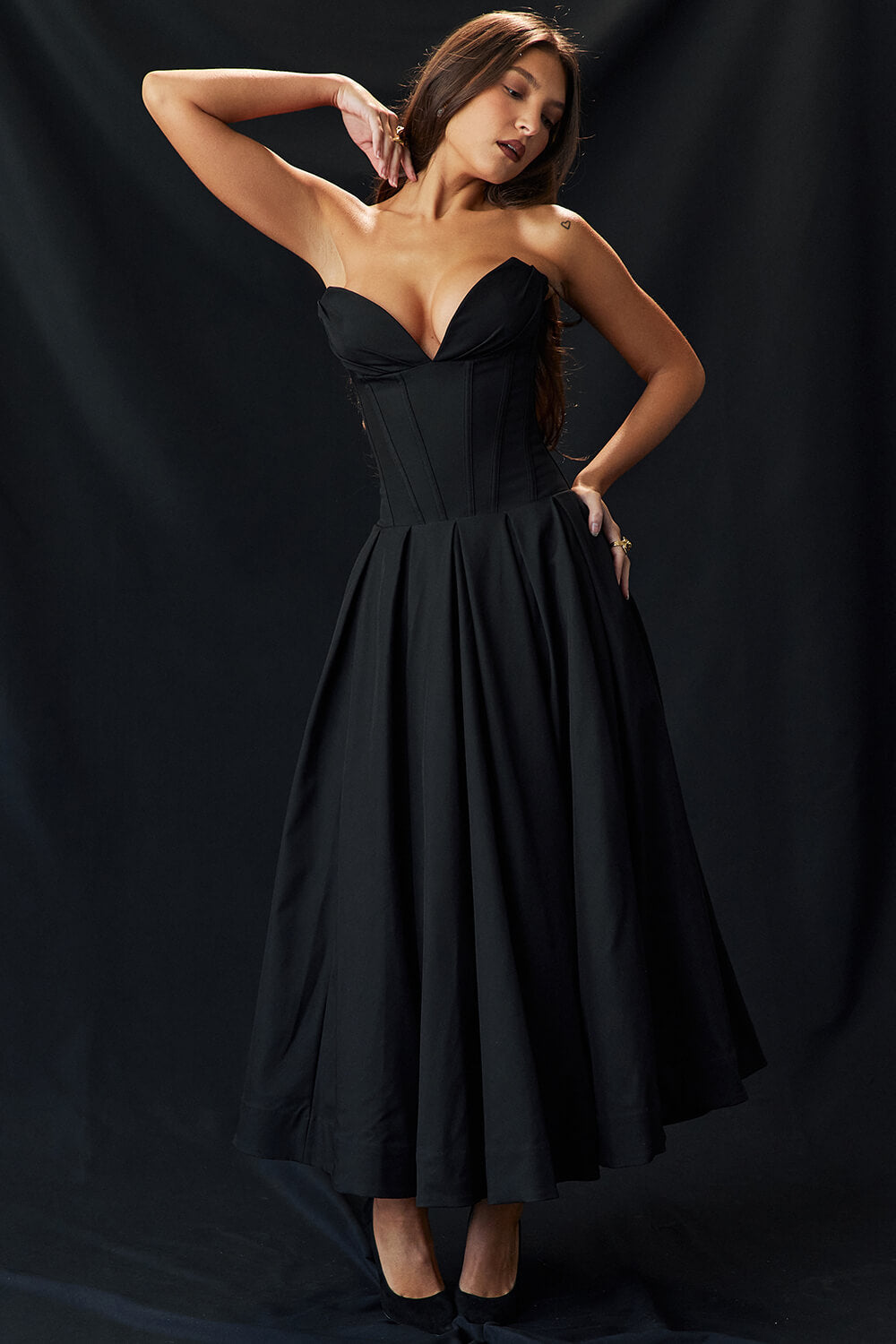 Black strapless dress